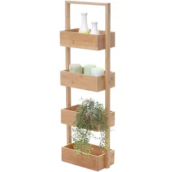 Regal MCW-B78, Standregal Badregal Ablageregal Wohnregal mit 4 Körben, Bambus 88x28x15cm