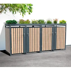 Westmann Metall Mülltonnenbox Planta | 4x240 L | Mülltonnenbox mit Pflanzdach | 84x264x124 cm - Anthrazit
