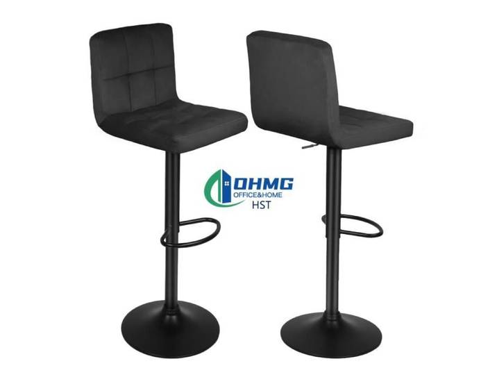 HST OHMG Set de 2 TABOURET DE BAR chaise cuisine Surface molletonnée (noir)