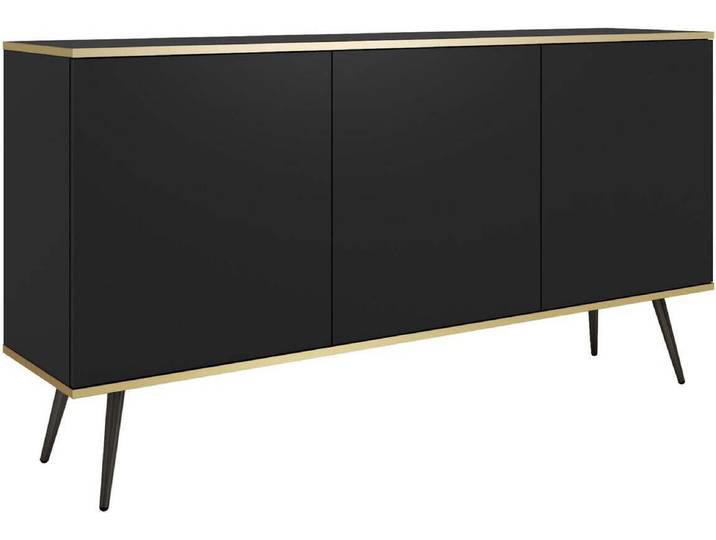 FURNLUX Sideboard Oro Black 160cm / Hauptfarbe: Schwarz / Abmessungen: 160 x 39 x 85 cm
