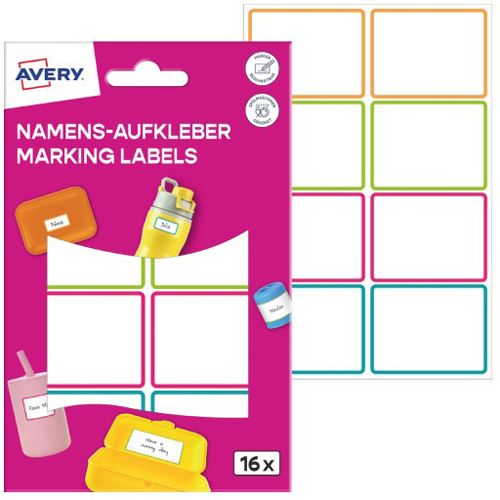 AVERY Zweckform Namensetiketten farbsortiert 16 Stück 48,0 x 34,0 mm