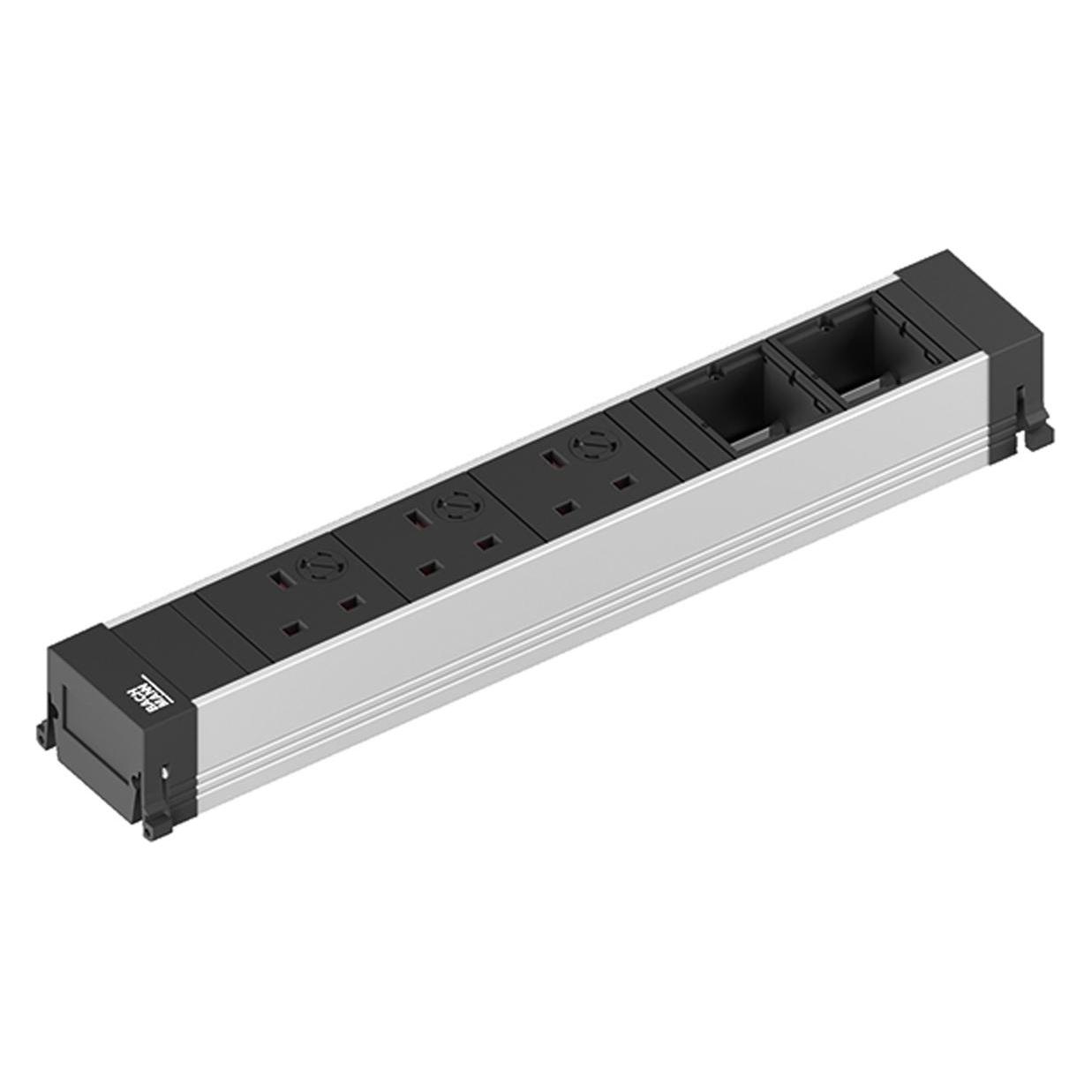 Bachmann Steckdoseneinheit 6-fach Alu schwarz 916.0361 (3x, BS 1363, CEE 7/3) (916.0361)