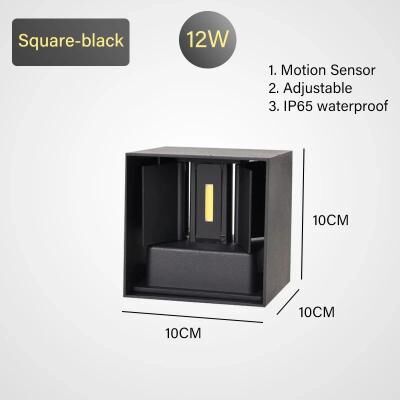 Inspire Curations TRAZOS 12W PIR Motion Sensor LED Wall Light IP65 Waterproof Indoor & Outdoor Sconce black 12w
