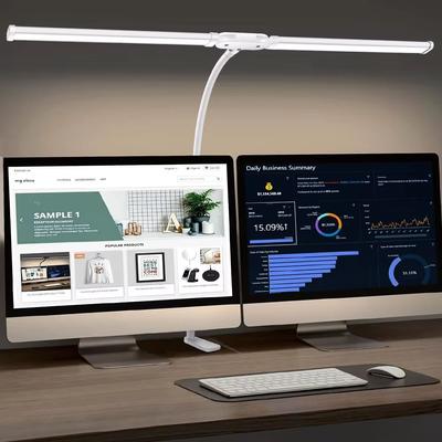 Inspired Finds Foldable Dual Single Head LED Desk Lamp With Clip Adjustable Swing Arm Eye Protection Light double Head White