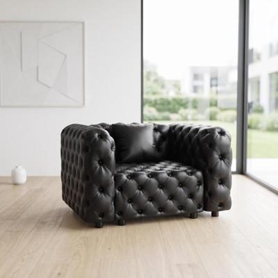 Homy Casa Modular Faux Leather Sectional Sofa Collection with Button Tufting, Armchair, Loveseat, Sofa & Ottoman Options