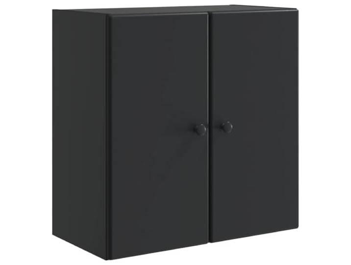 KLGBNCVE Wandschrank 59 x 31 x 60 cm Holzwerkstoff Schwarz Wandmontage,vertikale Raumnutzung,Regalbretter,90°-Tür,metallene Knöpfe,feuchtes Tuch