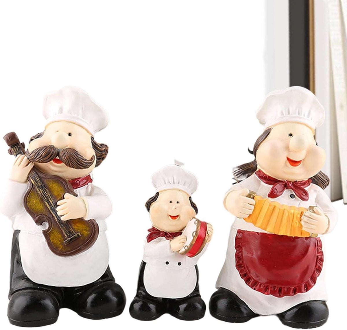Chef Decor Keuken Beeldjes Multicolor - Set van 3 Handgemaakte Keukendecoraties