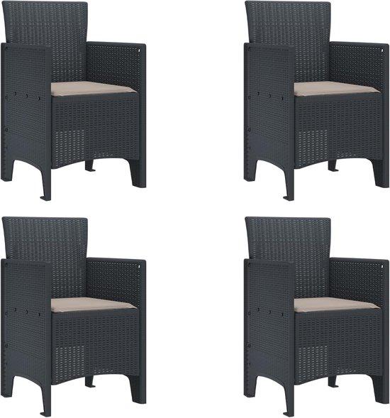 Famanu Gartenstuhl Set - Terrassensessel - Rattanlook Polypropylen - 4 Stück 53cm - Anthrazit