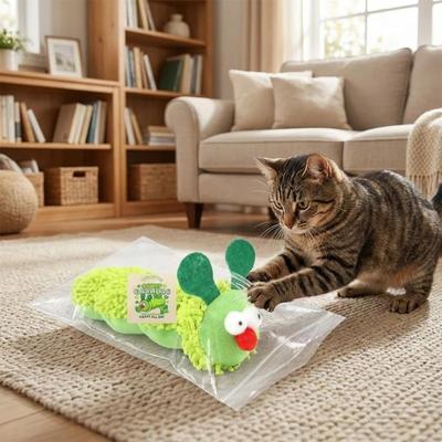Inspire Select Catnip Caterpillar Plush Cat Toy Interactive Silvervine Chew Toy For Teeth Cleaning & Anxiety Relief green