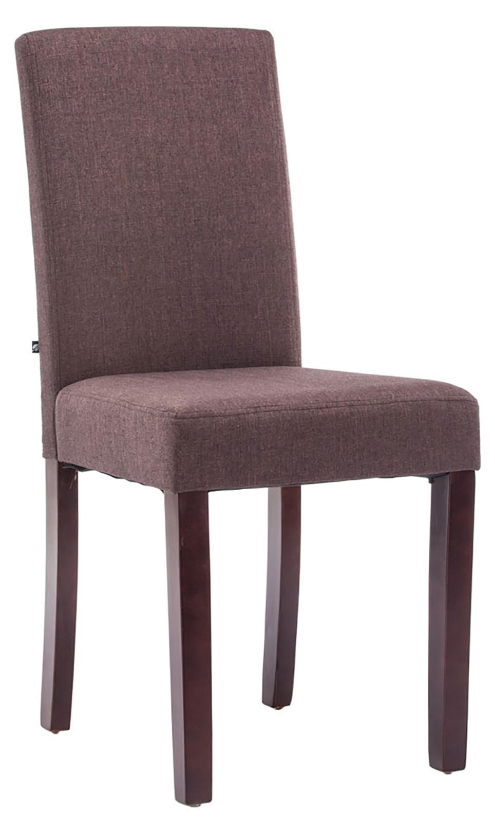 CLP Eetkamerstoel Ina met hoge rugleuning, bruine stoffen bekleding en cappuccino frame