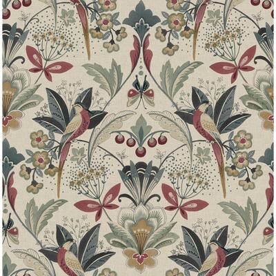 A-Street Prints Bernadette Merlot Garden Wilderness Wallpaper