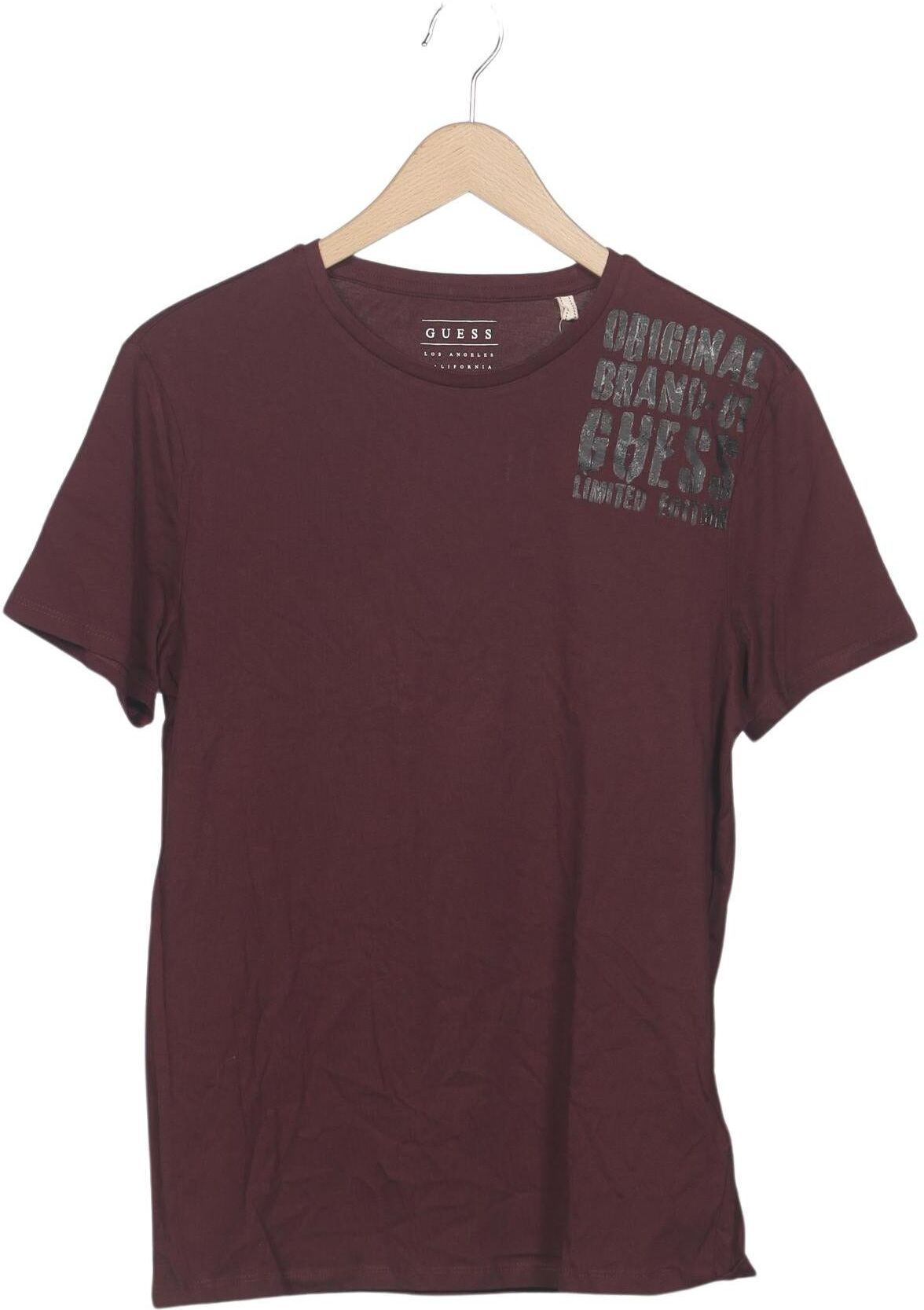 Guess Herren T-Shirt, Bordeaux, Gr. EU 48, Baumwolle - Second Hand