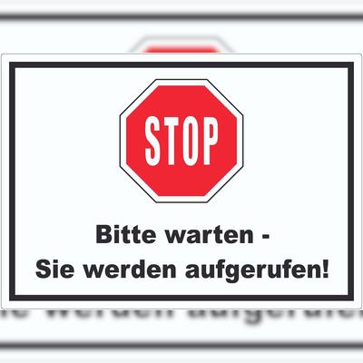HB-Druck Stop Bitte warten Sie werden aufgerufen Aufkleber A6 (105x148mm)
