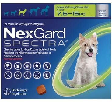 Nexgard Spectra Tab Medium Dog 16.5-33 Lbs Green 6 Pack