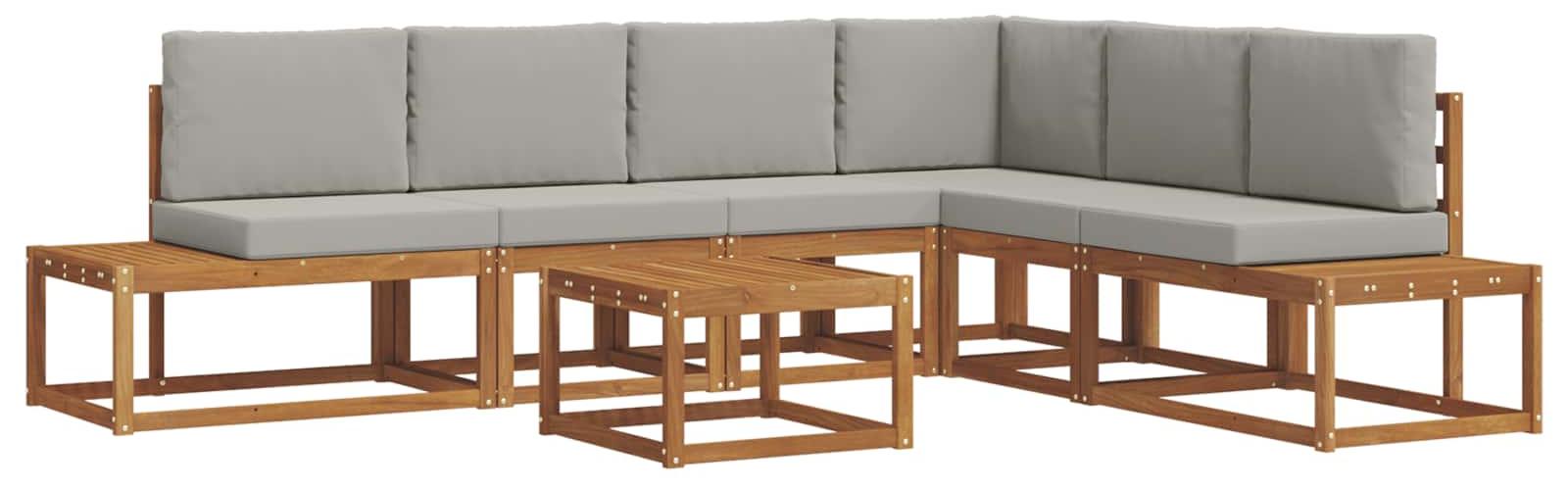 vidaXL 7 stk. Outdoor-Sofagarnitur Massives Akazienholz und Polyester
