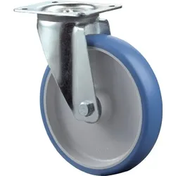 BS Rollen Lenkrolle mit Anschraubplatte Polyurethan blau Rollenlager 80 mm 125 kg - L400.B36.080