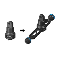 Nauticam YS Adapter Anschluss für Blitzarme - Light mounting stem YS Mount for fastening on Strobearms