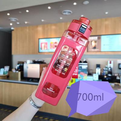 ModernMart Leakproof Straw Water Bottle With Handle Square Juice Cup Portable Drink Tumbler red