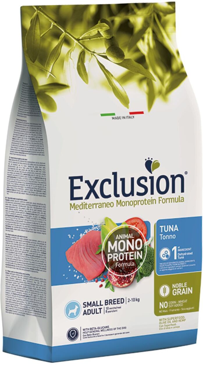 Exclusion Mediterraneo Monoproteico Noble Grain Adult Small Tonno per Cani Adulti 2 Kg