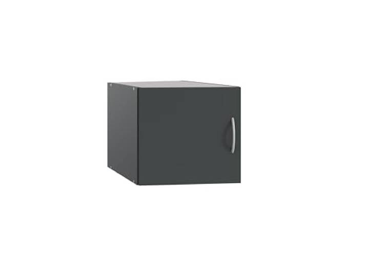 möbelando Schrankaufsatz >MRK Multiraumkonzept< Graphit 40x40x54 cm, modernes Design mit Drehtür, platzsparend und funktional, für Flur, Büro, Garderobe, Made in Germany, zerlegt geliefert