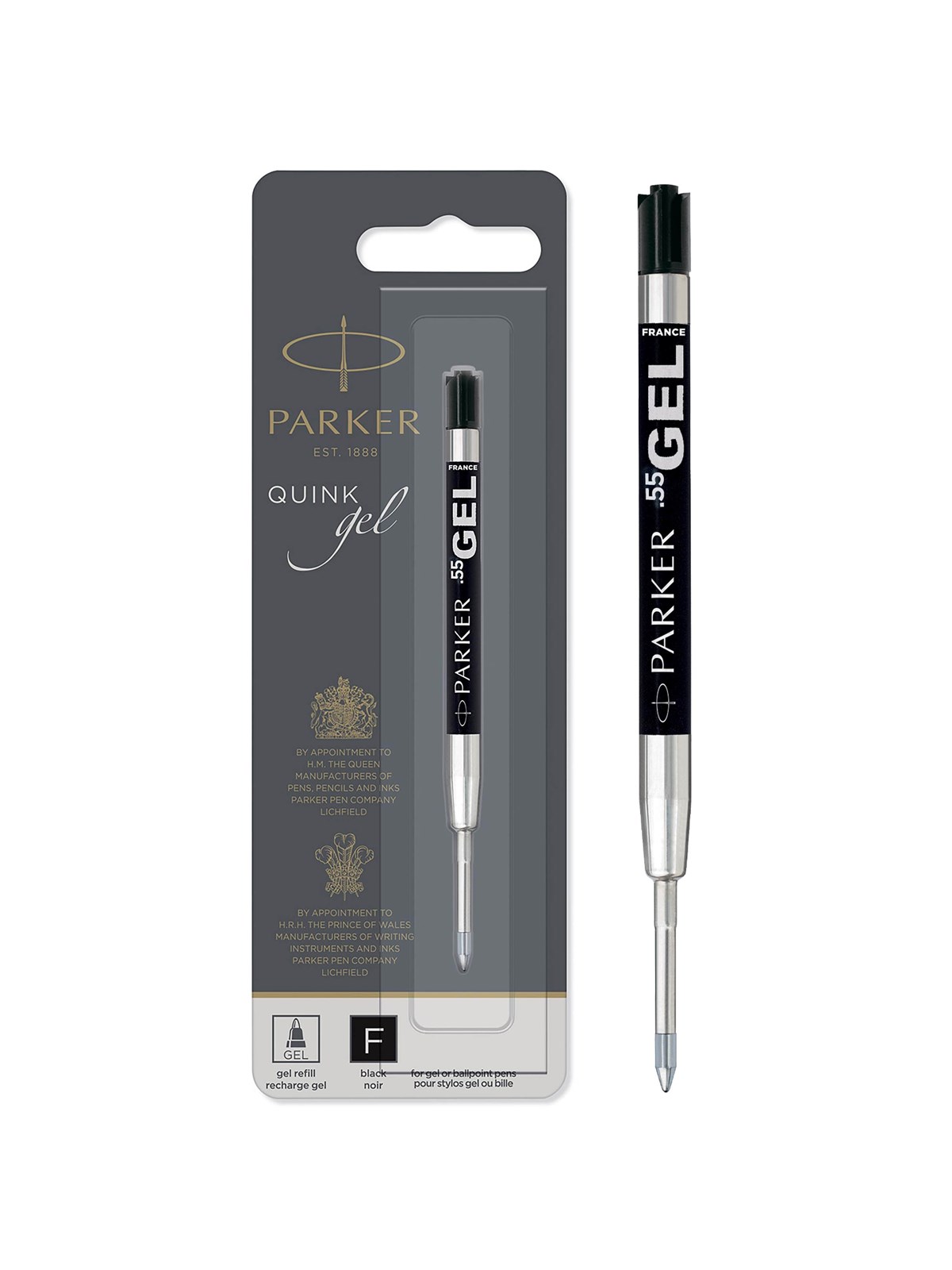 Parker Gelstifteminen | feine Schreibspitze (0,5 mm) | schwarze QUINK Tinte | 1 Stück