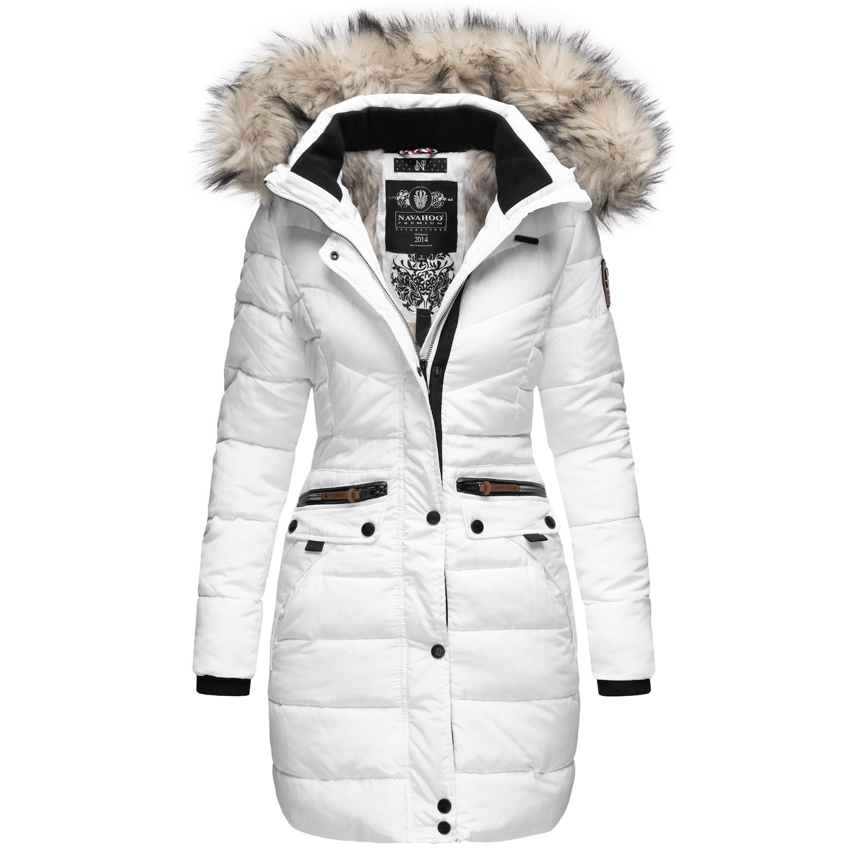 NAVAHOO Damen Stylischer Steppmantel Winter Parka mit edlem Fellimitat Paula