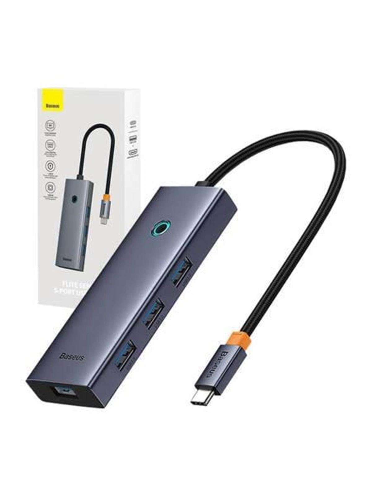 Baseus Hub 5w1 UltraJoy 5-Port (1xHDMI4K@30Hz + 4x USB-Hubs - USB 3.0 - 5 - Grau