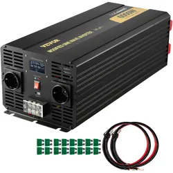 VEVOR Wechselrichter 6000 W, Modifizierter Sinus-Wechselrichter DC 12 V auf AC 230 V Auto-Konverter mit LCD-Display, LED-Anzeigen, EU-Steckdosen, Wechselrichter, für Auto, Wohnmobil, Lkw, Boot, Reisen
