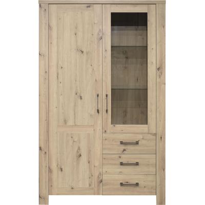 Vitrine MÄUSBACHER, braun (natur), B:114cm H:188cm T:42cm, Holzwerkstoff, Schränke, Vitrine
