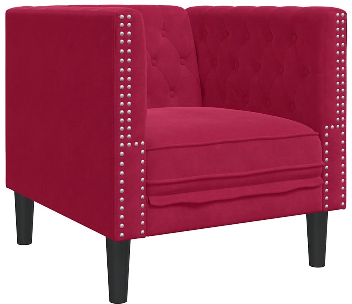 vidaXL Fauteuil Chesterfield-stijl fluweel wijnrood