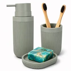 Relaxdays Bad Accessoires 3-teilig Grau