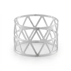 Relaxdays Serviettenringe, 12er Set, geometrisch, HxD: 3x4,5 cm, Serviettenhalter, Papier- und Stoffservietten, silber