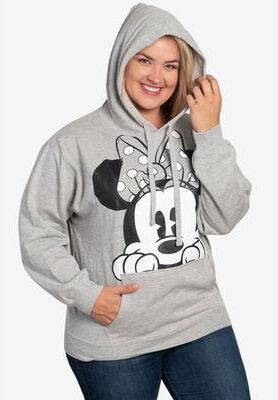 Plus Size Women's Disney Minnie Mouse Peeking Hoodie Sweatshirt Gray by Disney in Gray (Size 3X (22-24))