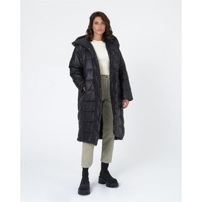 Steppmantel FRESHLIONS "Eva", Damen, Gr. S, schwarz, 100% Polyester, kariert, unifarben, normal, Mäntel Steppmantel, im schimmernden Design
