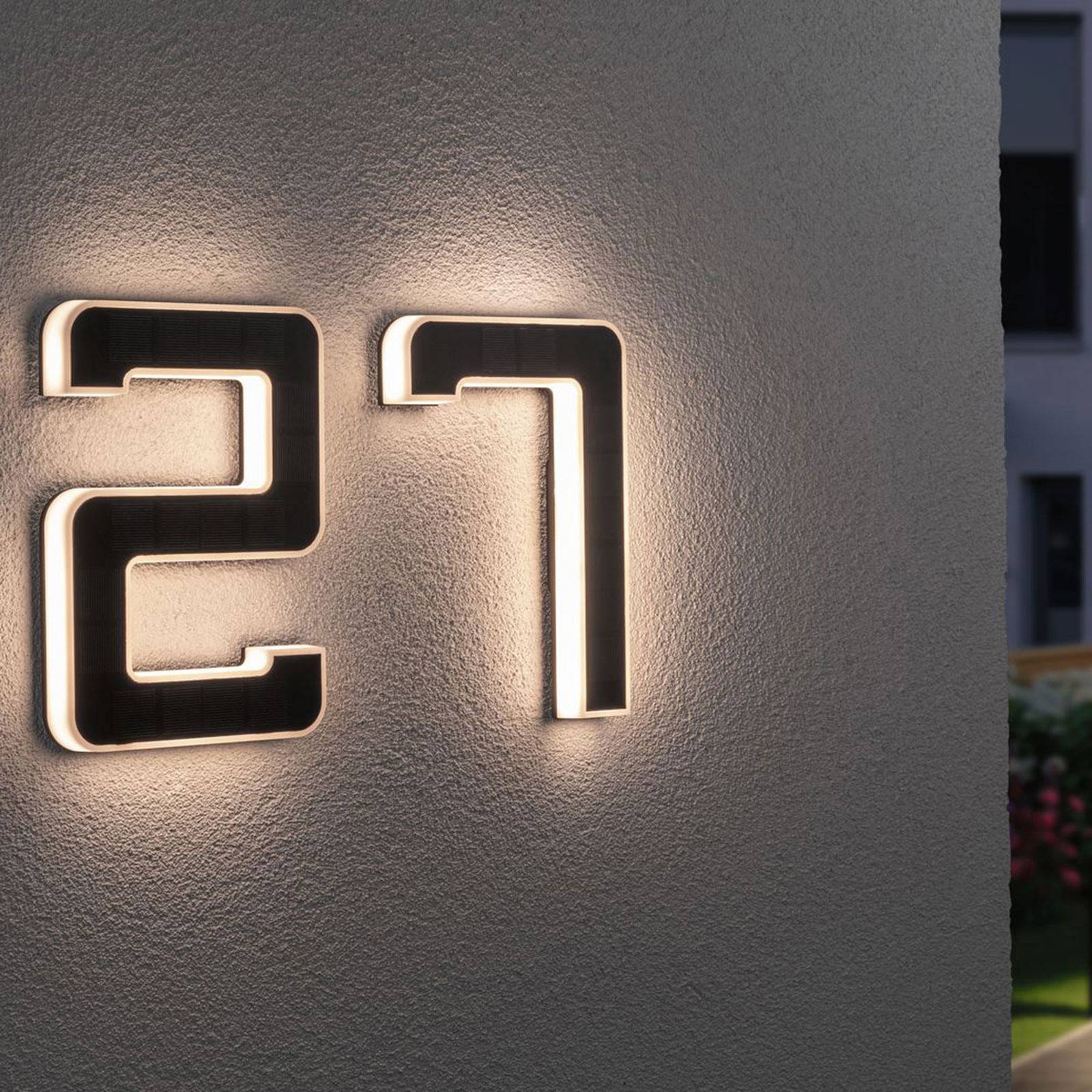 Paulmann LED-Solar-Hausnummer 2 Solar-Hausnummer, schwarz, Kunststoff, Modern