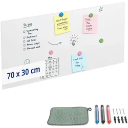 Relaxdays Magnettafel Stahl beschreibbar Weiß