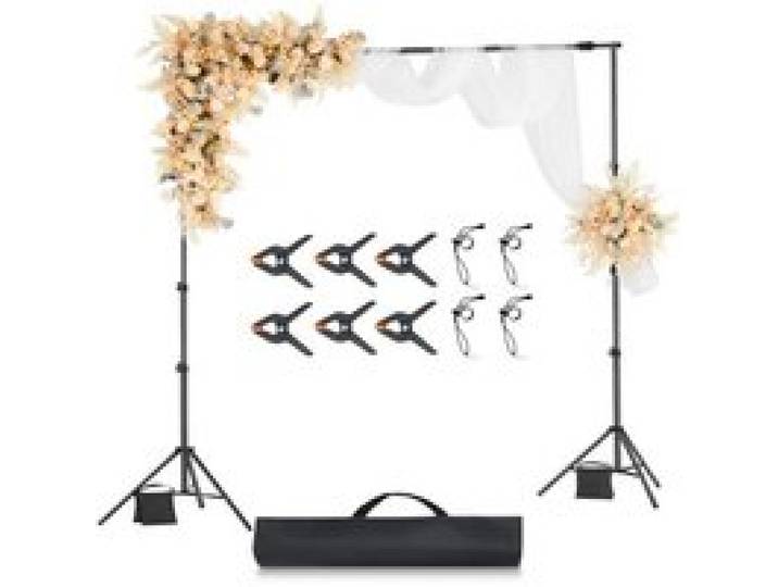 VEVOR Hintergrundständer verstellbares Fotohintergrundständer (Hintergrundtuch: 260 x 300 cm), tragbarer Hintergrundständer mit 2 Stativen, Bildschirmständer für Produktfotografie Studiofotografie