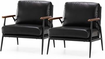 "Glitzhome Set of 2 28""W Modern Soft PU Leather Accent Armchair - 28"" W x 31"" D x 30.75"" H"
