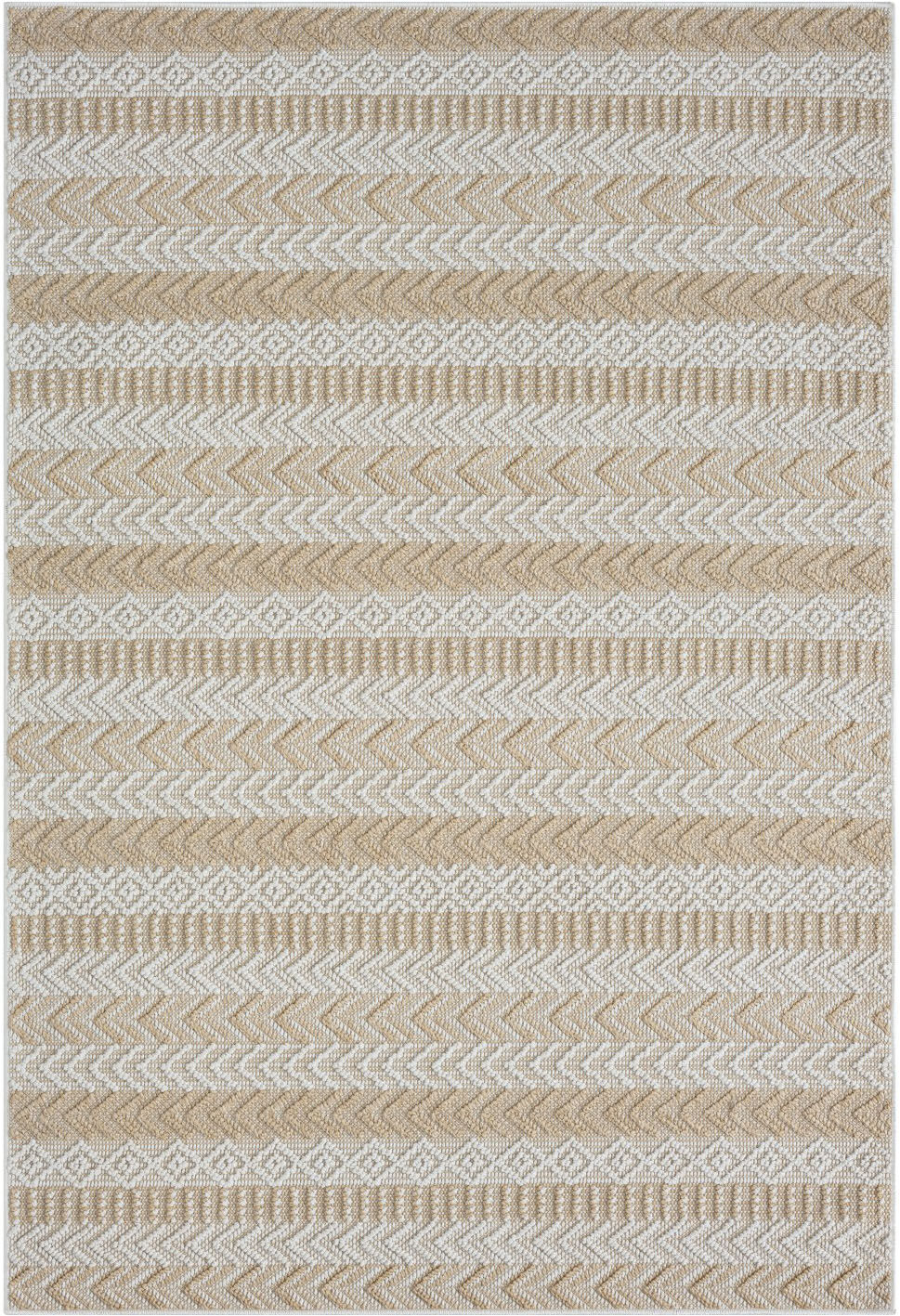 Outdoorteppich "Piazza, LAGERRÄUMUNG", beige (beige,cream), B:100cm H:8mm L:160cm, Polypropylen, MYFLAIR MÖBEL & ACCESSOIRES, Teppiche, Outdoorteppich, modernes Design, gestreift, In & Outdoor geeignet, Balkon, Terrasse beige,cream B : 100cm 1 Stk., 8mm, 
