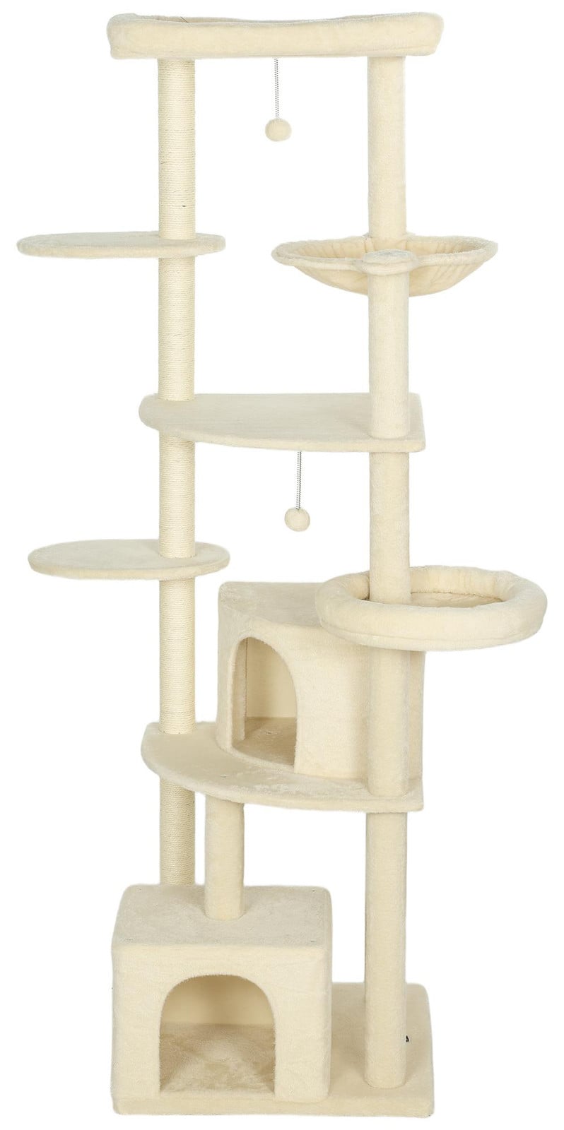 PawHut Kraboom met bedden, holtes, plateaus en speeltjes, 200 cm