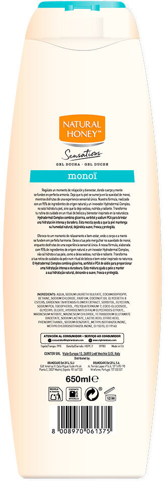 Natural Honey Sensations Monoï gel de ducha 650 ml