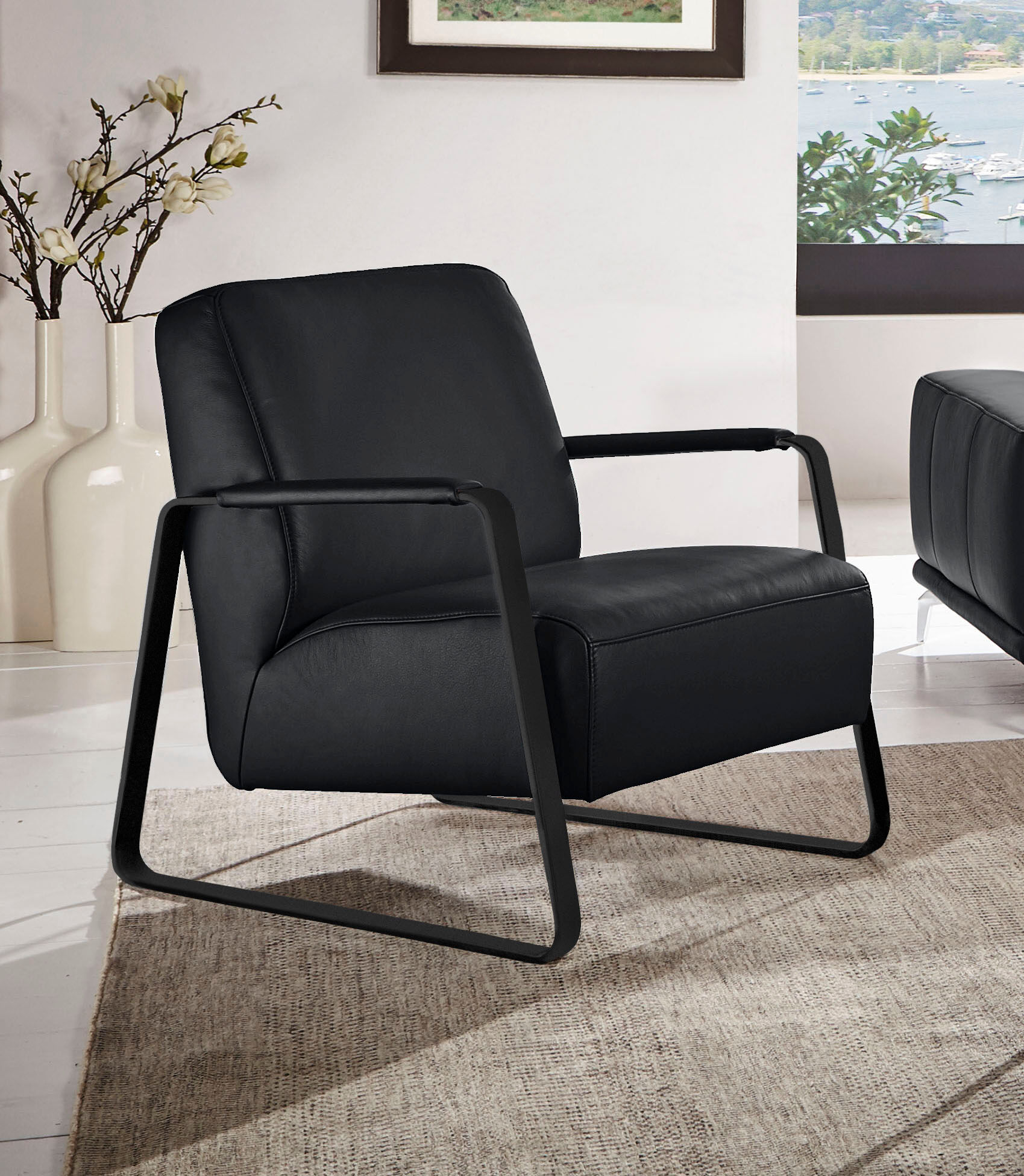 Cocktailsessel W.SCHILLIG "quadroo Loungesessel", schwarz (nachtschwarz z73), B:65cm H:82cm T:82cm, Velourgewebe V41 (100% Polyester);Longlife Xtra-Leder Z59 - Glattleder;Longlife Xtra-Leder Z73 - Glattleder;Stoff S37 (100% Polyester): Luxus-Microfaser in
