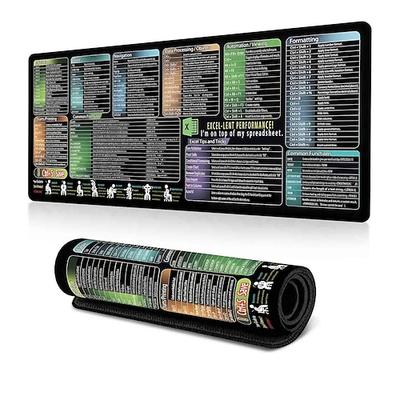 Excel-Spickzettel-Schreibtischunterlage, XL-Mauspad mit Tastenkombinationen, 31,5x11,8 oder 35,4x15,7, Schreibtischschutz, rutschfest, wasserfest, Büroarbeit Gaming, Produktivitätsgeschenk für