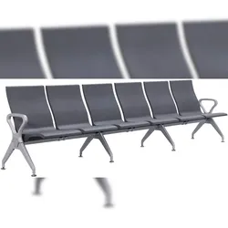 DELUKE Wartebank ERIK 6-Sitzer 338x59x89cm, Kunststoff, Grau Sitzbank Wartezimmer Airport-Bank