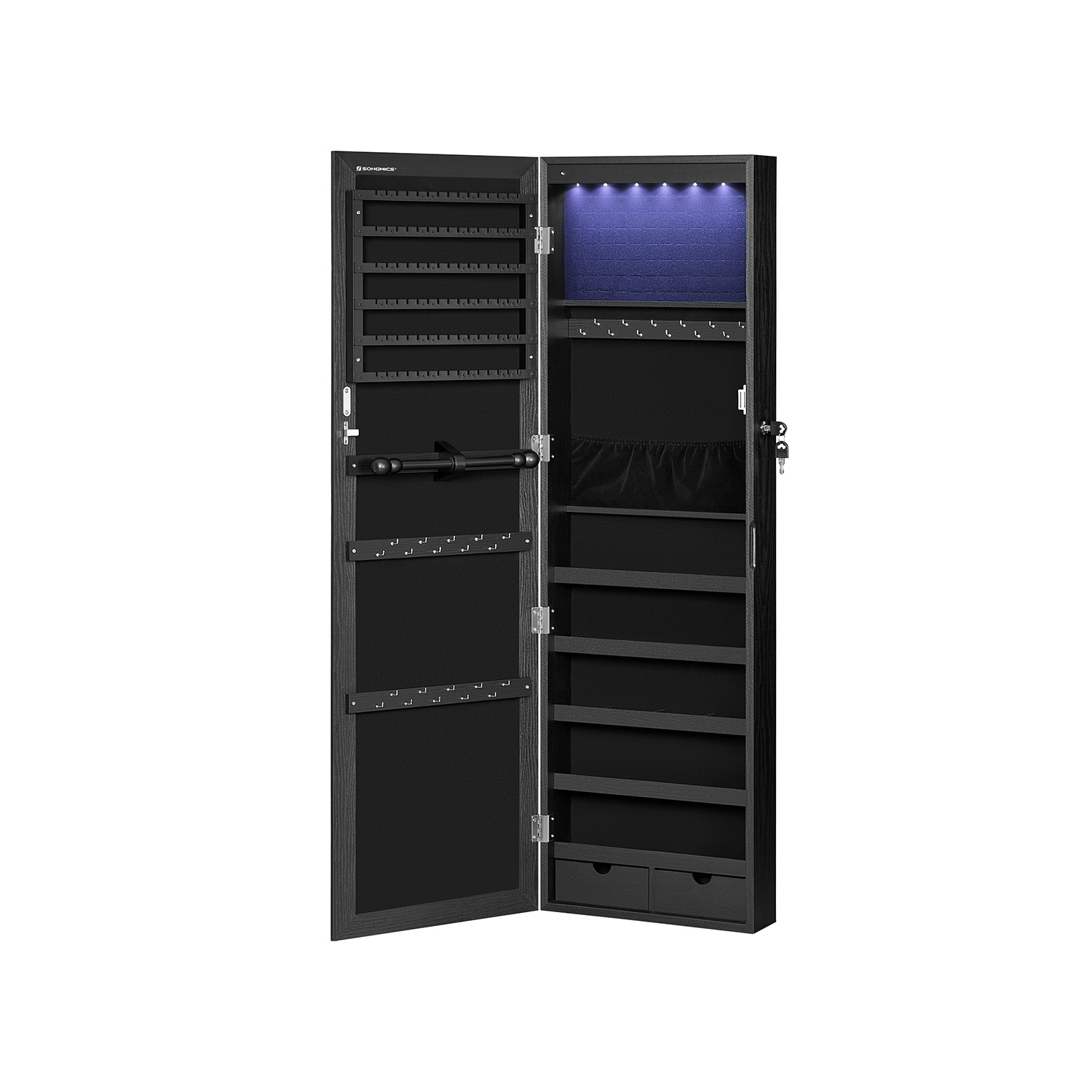 SONGMICS Schmuckschrank mit Spiegel hängend B34JJC093B01