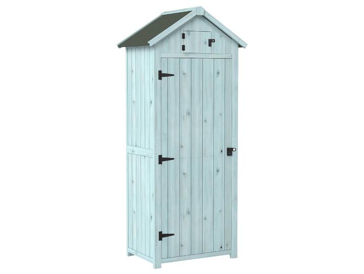 Outsunny Gartenschrank Geräteschuppen mit Fachböden Asphaltdach Holz Blau