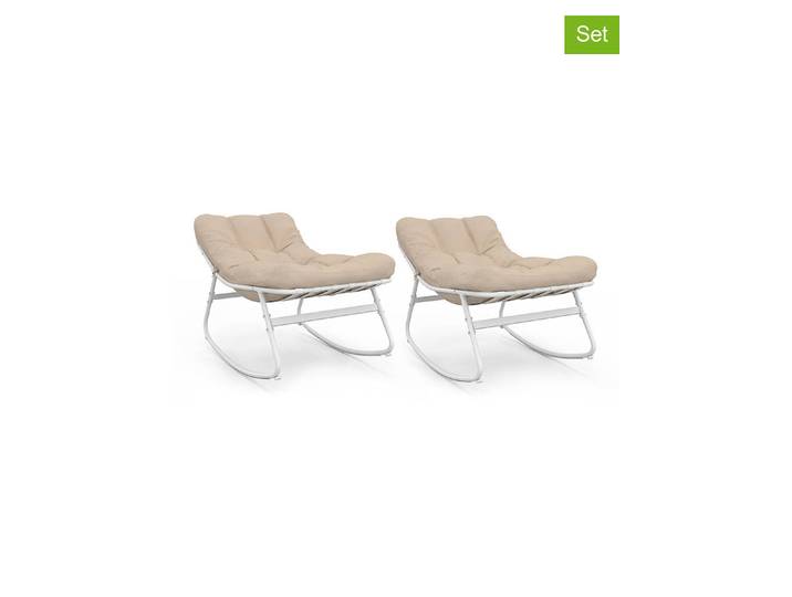 Inkazen 2er-Set: Garten-Schaukelstühle in Creme/ Weiß - (B)64 x (H)73 x (T)108 cm