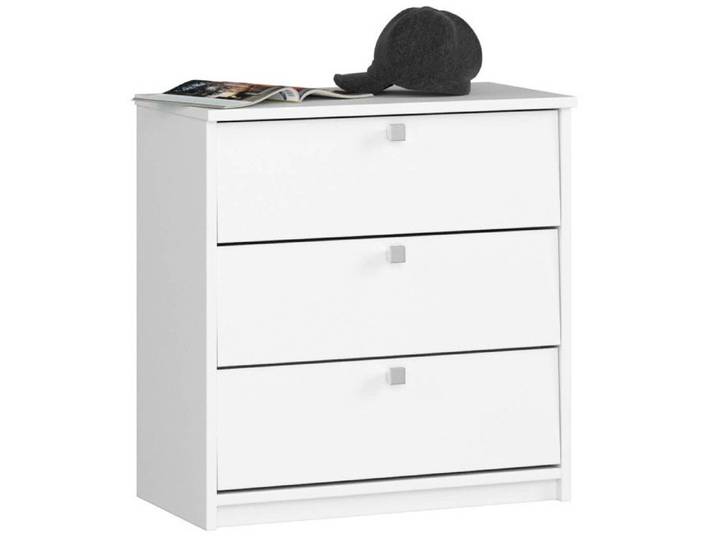 Meuble à chaussures AKORD MINI Blanc 60 cm 3 portes façade Blanche 3 étagères 60x31x62 cm