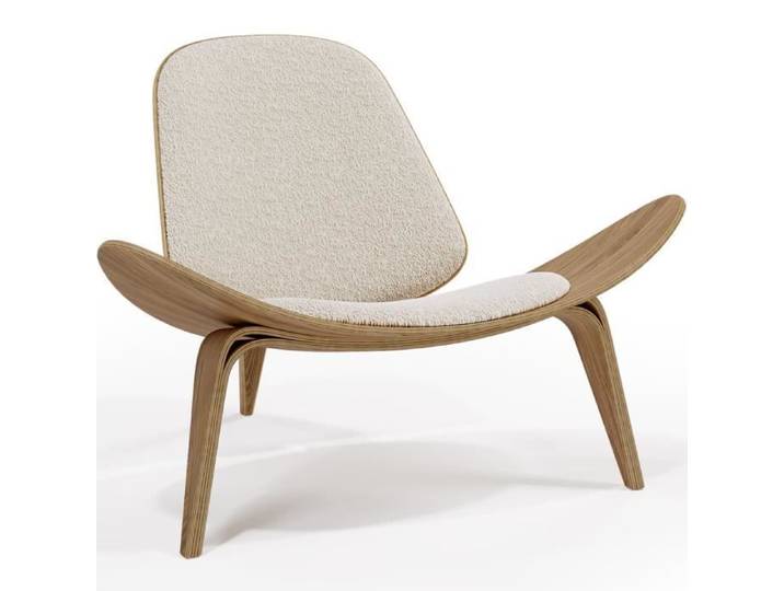 Fauteuil design - Fauteuil scandinave - Revêtement en Boucle - Luna Blanc