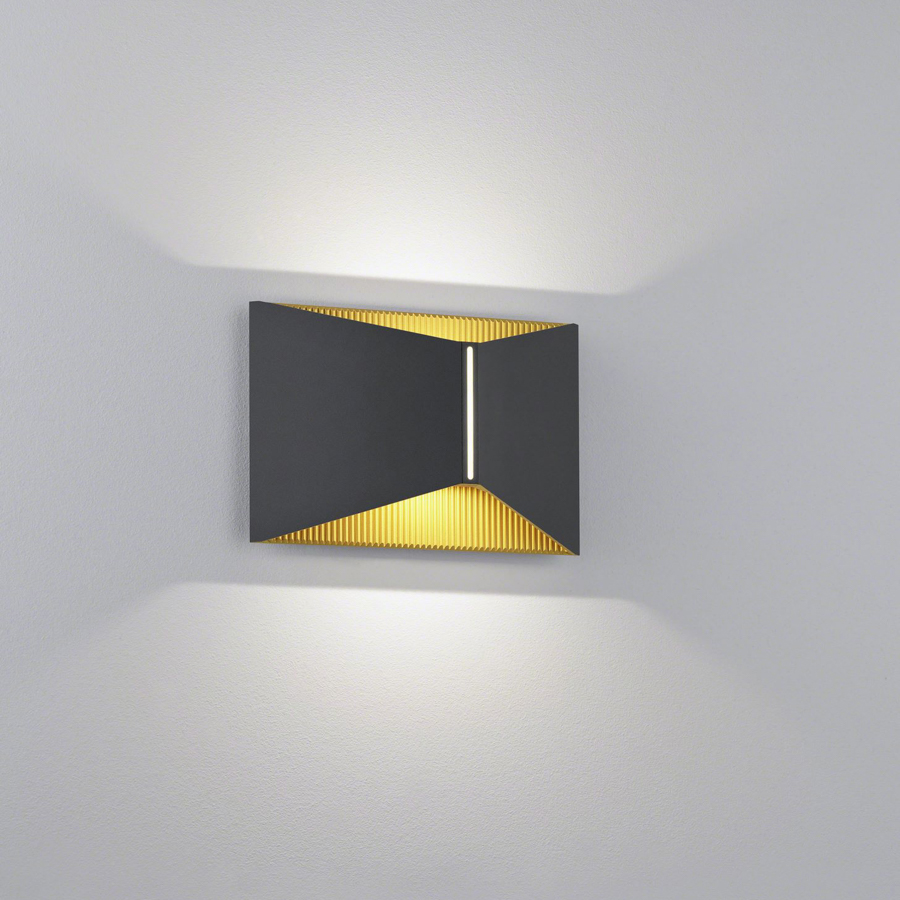 Helestra LED-Wandaussenleuchte VID mattschwarz-gold 28/2605.28 4022671120692